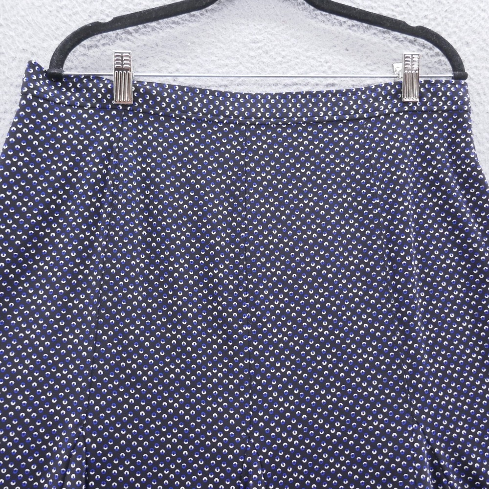 Talbots Petites Womens 14P Navy Blue Geometric Circle Print‎ ALine Flounce Skirt - Picture 4 of 11